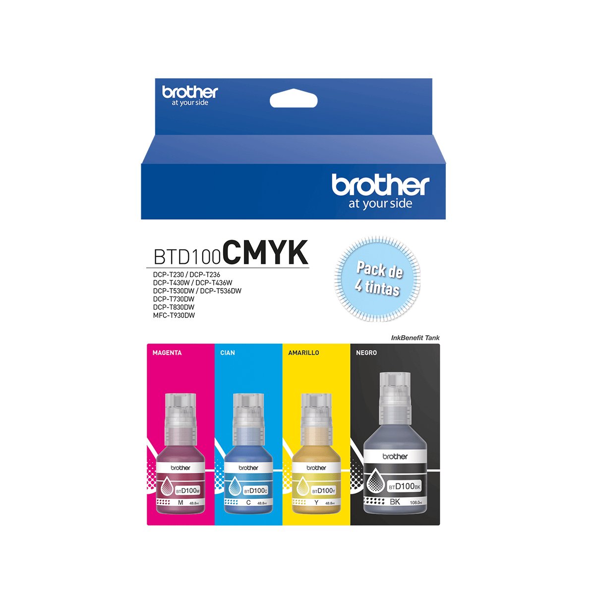 Kit de Tintas Brother BTD100CMYK - Cian, Magenta, Amarillo y Negro - Imagen 4