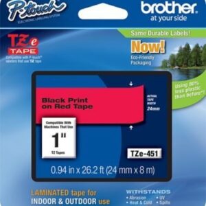 Cinta para Rotuladora Brother TZe-451 24 mm Negro sobre Rojo Original
