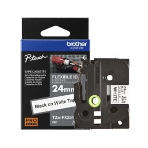 Cinta Flexible Brother TZe-FX251 Negro sobre Blanco 24 mm x 8 m Original