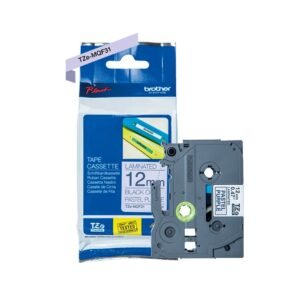 Cinta Laminada Mate Brother TZe-MQF31 Negro sobre Morado Mate 12 mm x 8 m Original