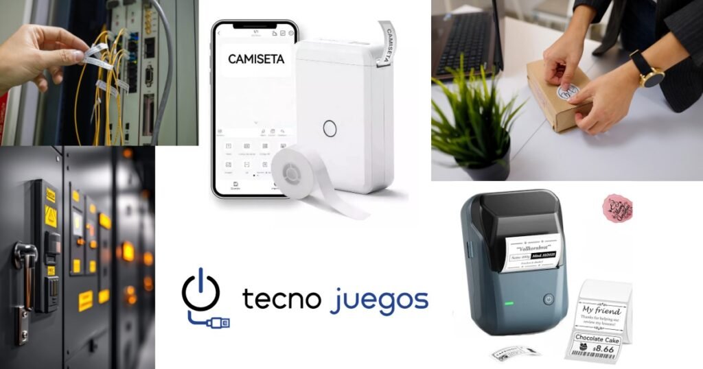 Comparativa entre dos impresoras térmicas portátiles tipo Niimbot utilizadas para imprimir etiquetas de organización y productos para emprendimientos.