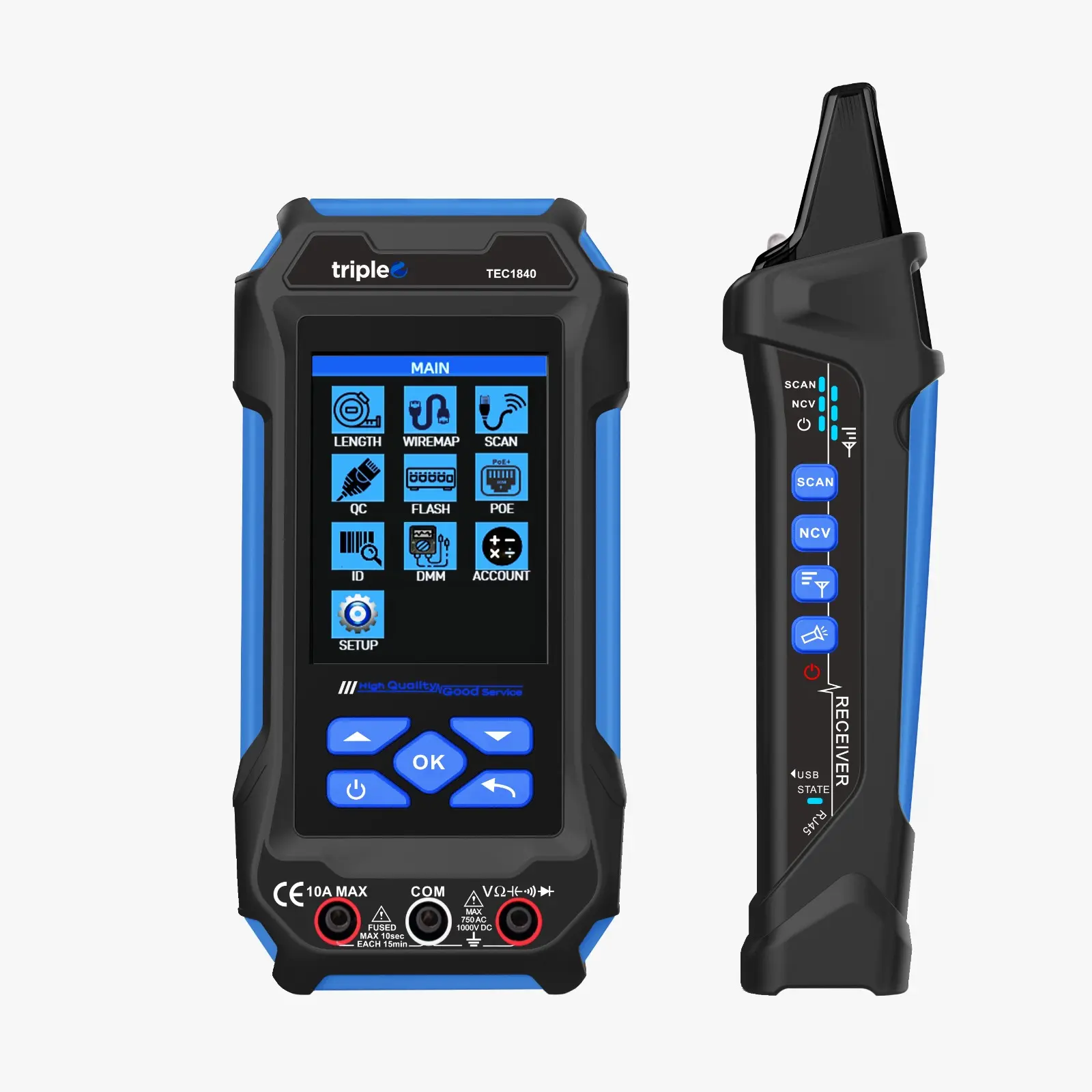 Probador de Red + PoE + Detector de Tono + Voltimetro Triplee TEC1840