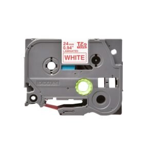 Cinta Rotuladora Brother TZe-252 Rojo sobre Blanco 24 mm