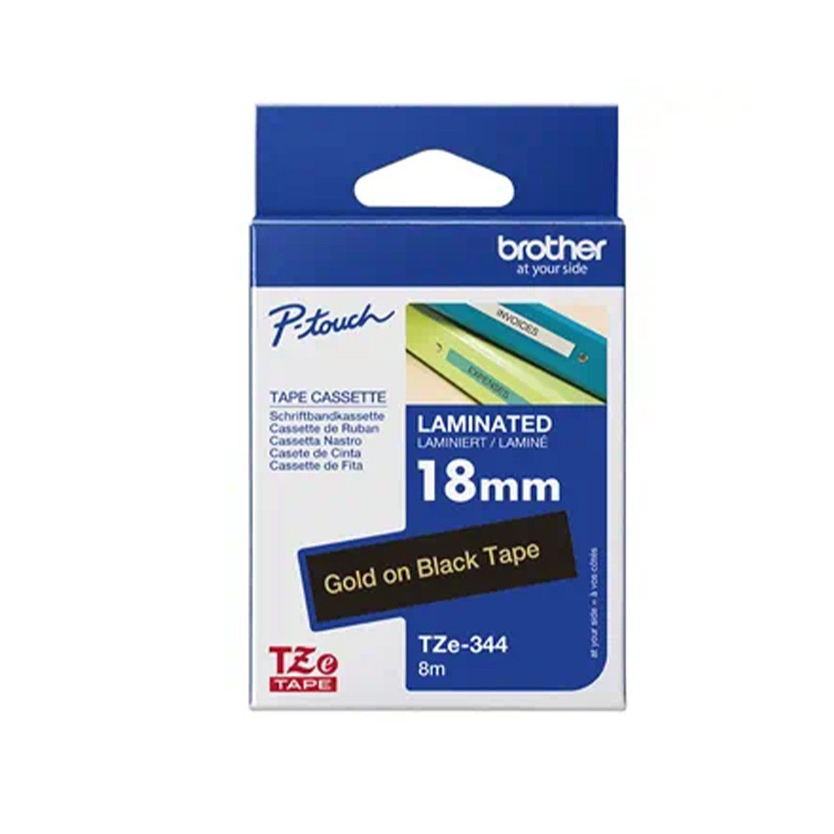 Cinta Rotuladora Brother TZe-344 Oro sobre Negro 18 mm - Imagen 3