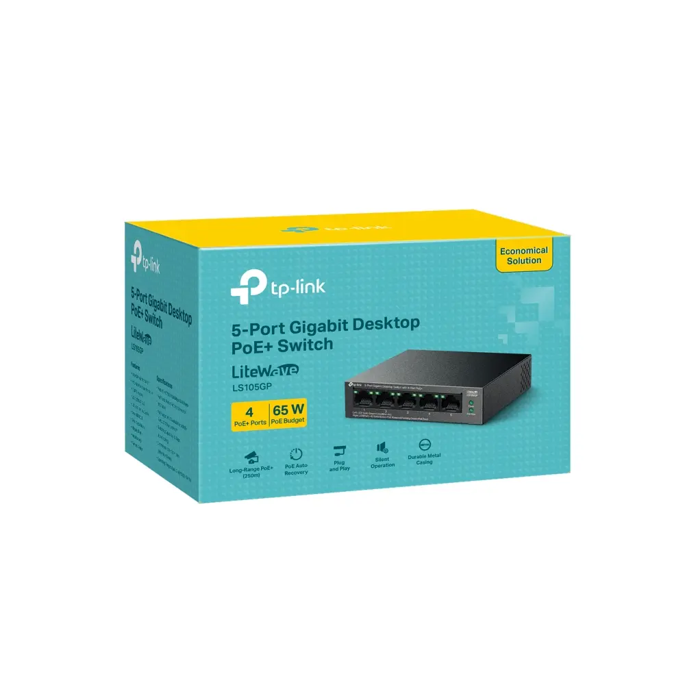 Switch Gigabit TP-Link LS105GP PoE+ 5 Puertos 65 W