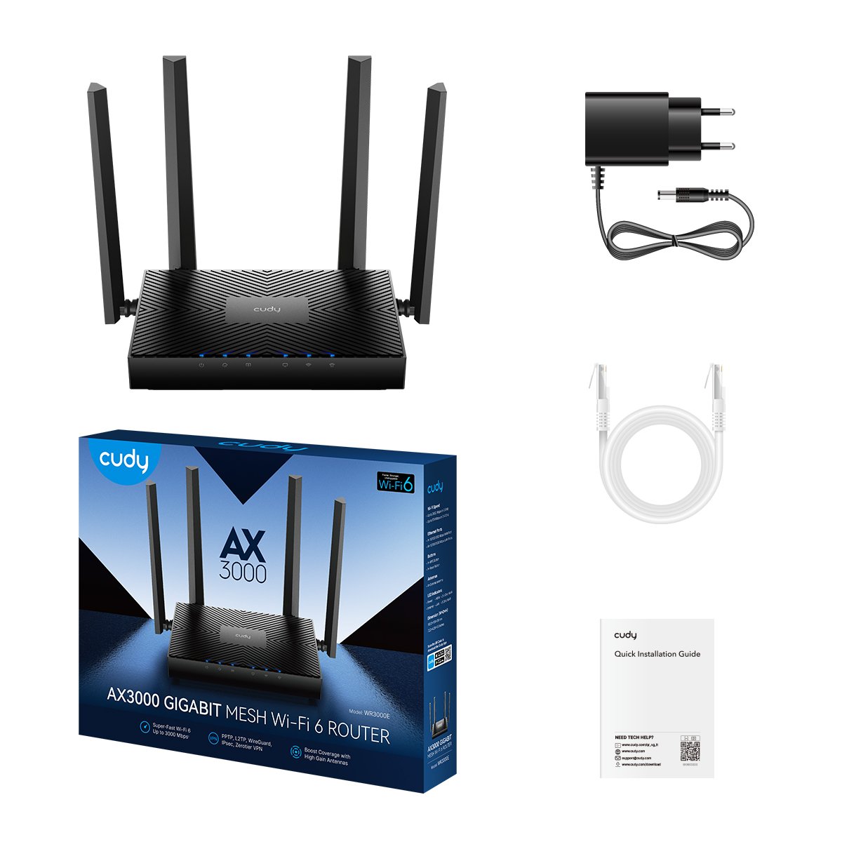 Router Mesh Cudy WR3000E AX3000 Gigabit Wi-Fi 6 - Imagen 3